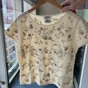 Beautiful Talbots Merino Wool Embroidered and Embellished Formal Sweater